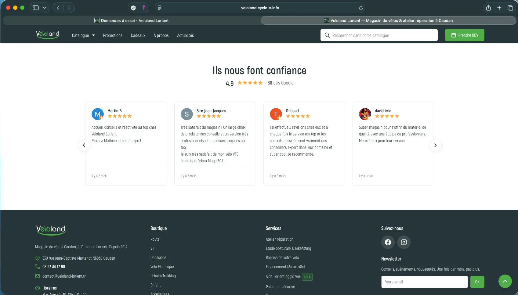 Afficher les avis Google d'un magasin de vélos sur son site PrestaShop