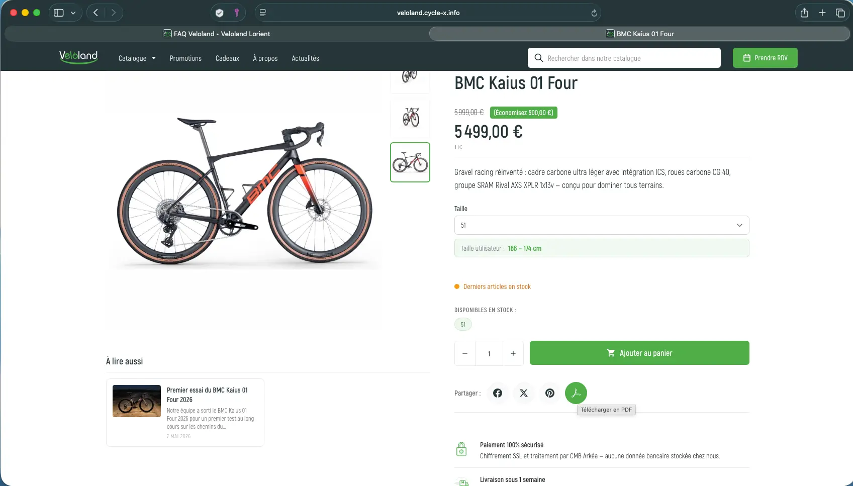 Exporter une fiche produit vélo en PDF depuis PrestaShop